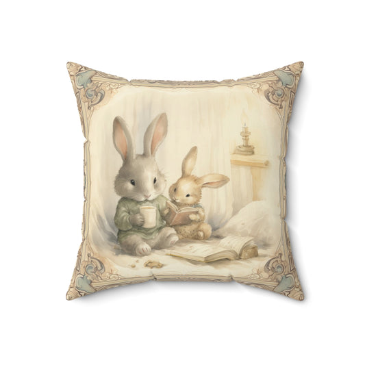 Bunny Storytime Square Pillow